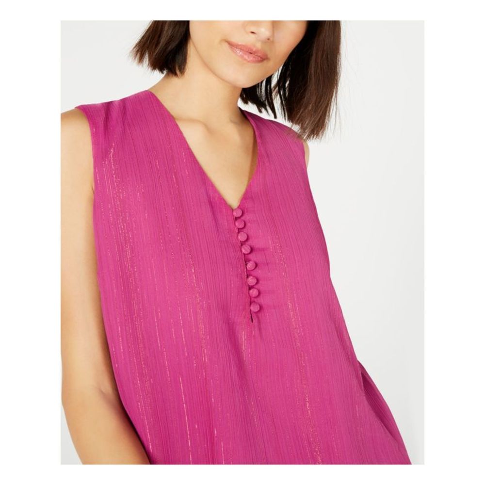 MAISON JULES Womens Pink Sleeveless V Neck Blouse Size: XS - Picture 3 of 5